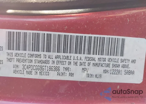 2016 Dodge Journey Crossroad Plus z USA, uszkodzony, nr VIN 3C4PDCGG9GT186366